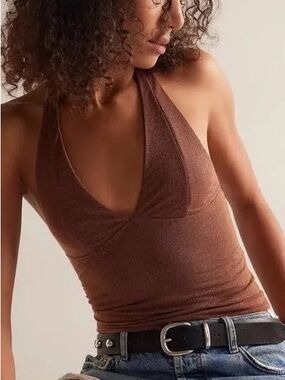 Free People Brown Halter Tank Top